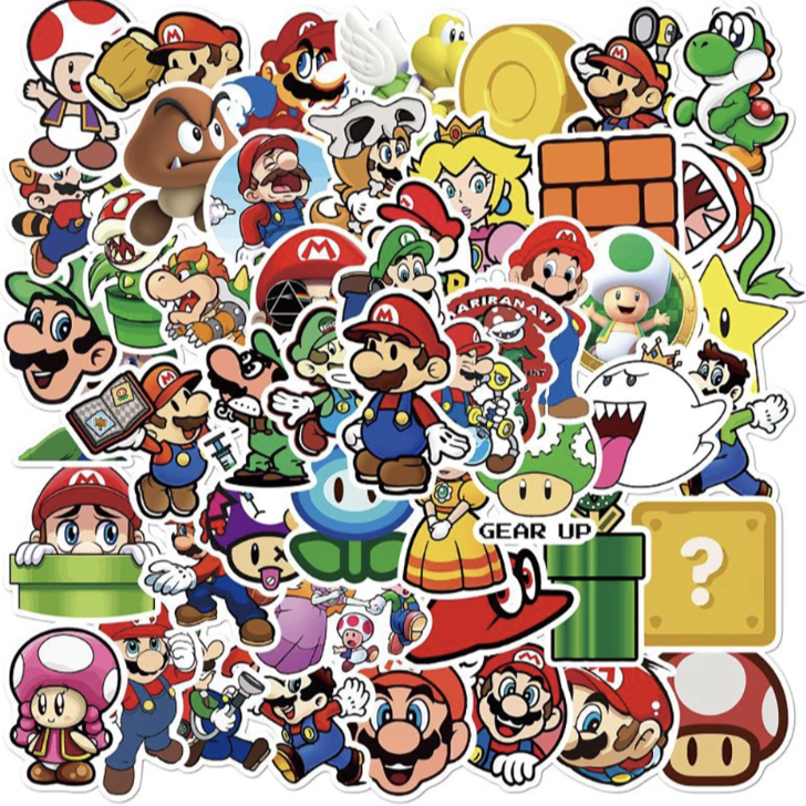 Super Mario Bros. Waterproof Mystery Sticker Set, 5 Stickers – Kelz Mail Joy